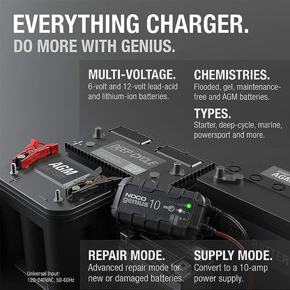Battery Charger - Noco Genius 10-charges 2x faster