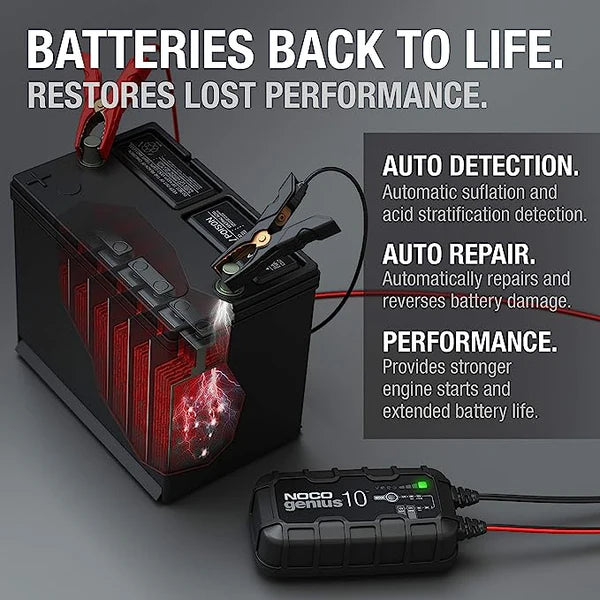 Battery Charger - Noco Genius 10-charges 2x faster