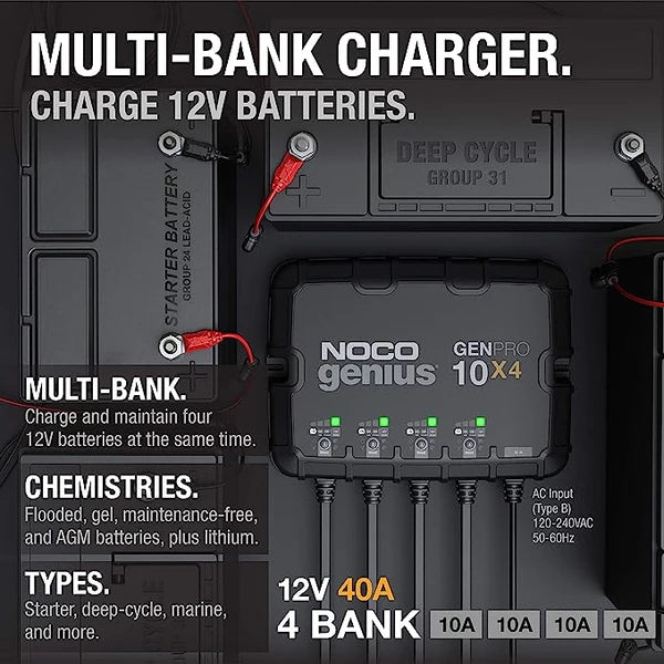 Battery Charger - Noco Genius 10x4-charge 4 batteries at once